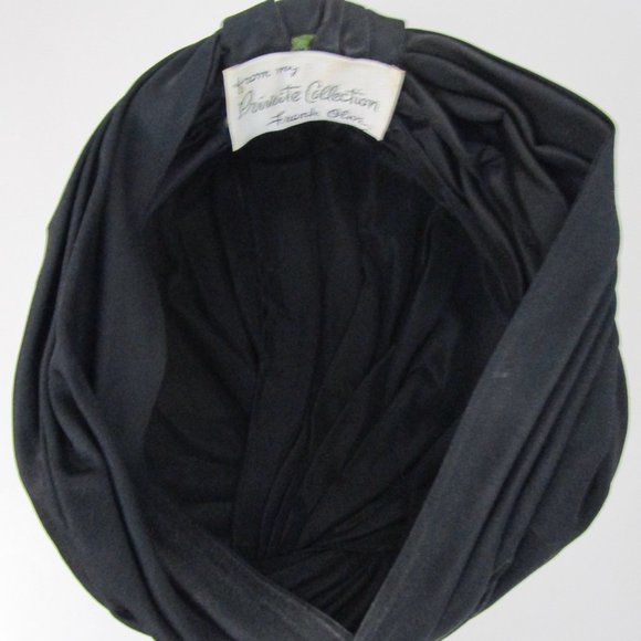 Black Silk Turban Hat Bespoken Private Collection Church - Picture 9 of 9
